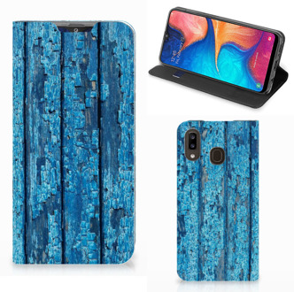 B2Ctelecom Samsung Galaxy A30 Book Wallet Case Blauw Wood