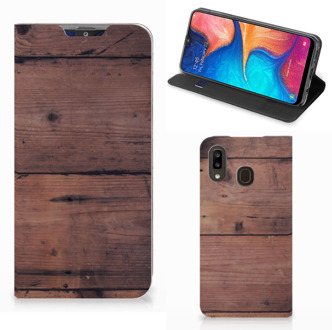 B2Ctelecom Samsung Galaxy A30 Book Wallet Case Old Wood