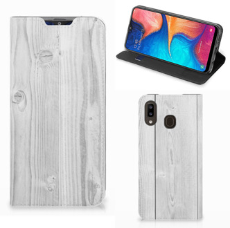 B2Ctelecom Samsung Galaxy A30 Book Wallet Case White Wood