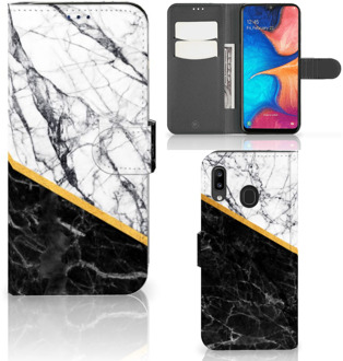 B2Ctelecom Samsung Galaxy A30 Bookcase Marble White Black