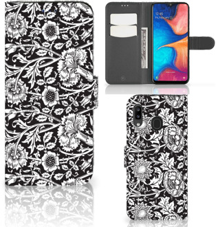 B2Ctelecom Samsung Galaxy A30 Hoesje Black Flowers