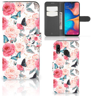 B2Ctelecom Samsung Galaxy A30 Hoesje Butterfly Roses