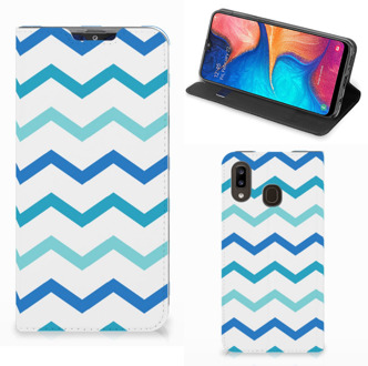 B2Ctelecom Samsung Galaxy A30 Hoesje met Magneet Zigzag Blauw