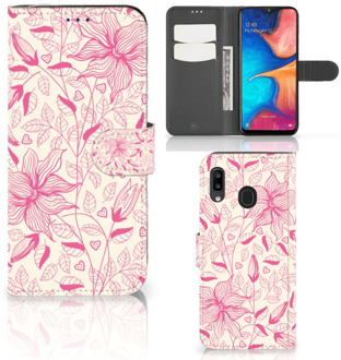 B2Ctelecom Samsung Galaxy A30 Hoesje Pink Flowers