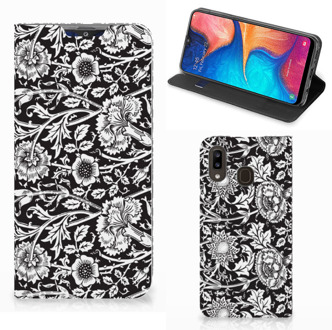 B2Ctelecom Samsung Galaxy A30 Smart Cover Black Flowers