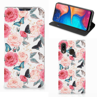 B2Ctelecom Samsung Galaxy A30 Smart Cover Butterfly Roses