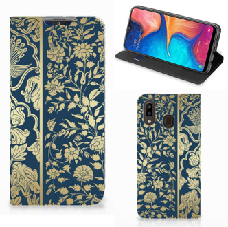 B2Ctelecom Samsung Galaxy A30 Smart Cover Golden Flowers