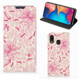 B2Ctelecom Samsung Galaxy A30 Smart Cover Pink Flowers