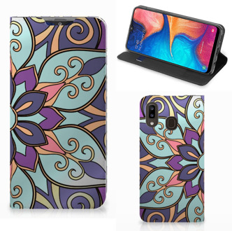 B2Ctelecom Samsung Galaxy A30 Smart Cover Purple Flower