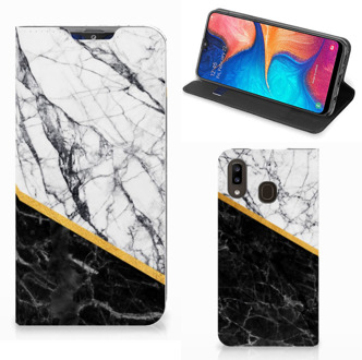 B2Ctelecom Samsung Galaxy A30 Standcase Marble White Black