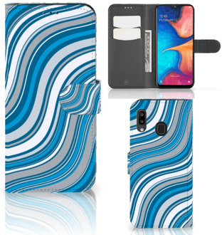 B2Ctelecom Samsung Galaxy A30 Telefoon Hoesje Waves Blue