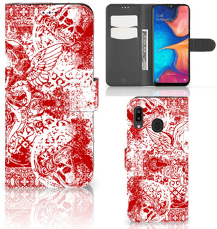 B2Ctelecom Samsung Galaxy A30 Telefoonhoesje met Naam Angel Skull Red