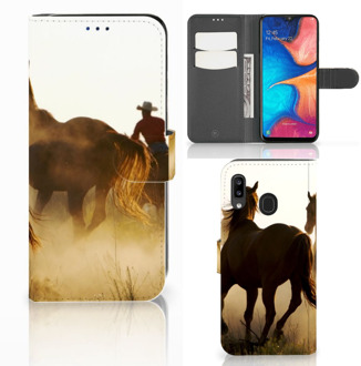 B2Ctelecom Samsung Galaxy A30 Telefoonhoesje met Pasjes Design Cowboy