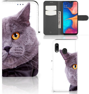 B2Ctelecom Samsung Galaxy A30 Telefoonhoesje met Pasjes Kat