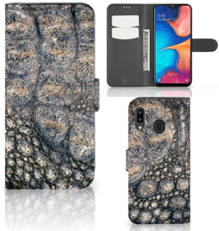 B2Ctelecom Samsung Galaxy A30 Telefoonhoesje met Pasjes Krokodillenprint