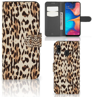 B2Ctelecom Samsung Galaxy A30 Telefoonhoesje met Pasjes Leopard