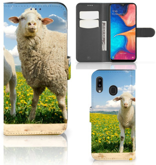 B2Ctelecom Samsung Galaxy A30 Telefoonhoesje met Pasjes Schaap en Lammetje