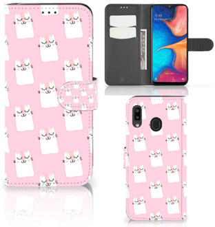 B2Ctelecom Samsung Galaxy A30 Telefoonhoesje met Pasjes Sleeping Cats