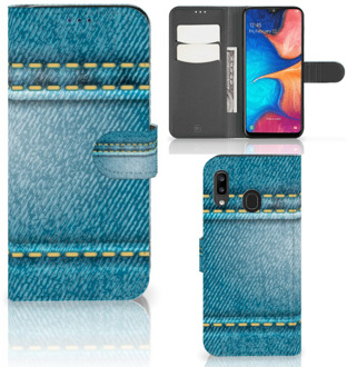 B2Ctelecom Samsung Galaxy A30 Wallet Case met Pasjes Jeans