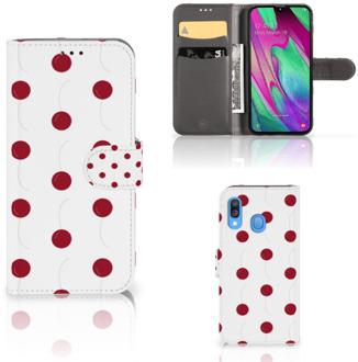 B2Ctelecom Samsung Galaxy A40 Book Cover Cherries