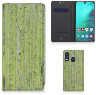 B2Ctelecom Samsung Galaxy A40 Book Wallet Case Green Wood