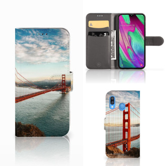 B2Ctelecom Samsung Galaxy A40 Flip Cover Golden Gate Bridge