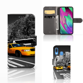 B2Ctelecom Samsung Galaxy A40 Flip Cover New York Taxi