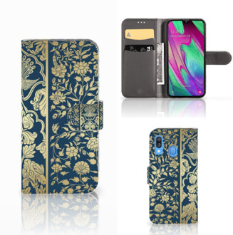 B2Ctelecom Samsung Galaxy A40 Hoesje Golden Flowers