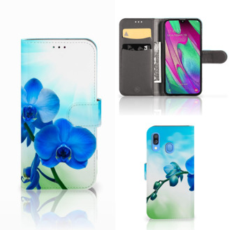 B2Ctelecom Samsung Galaxy A40 Hoesje Orchidee Blauw