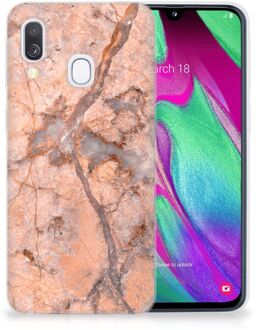 B2Ctelecom Samsung Galaxy A40 Hoesje TPU-siliconen Design Marmer Oranje