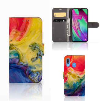 B2Ctelecom Samsung Galaxy A40 Hoesje Watercolor Dark