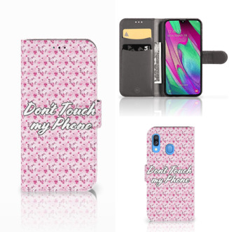 B2Ctelecom Samsung Galaxy A40 Portemonnee hoesje Flowers Pink DTMP