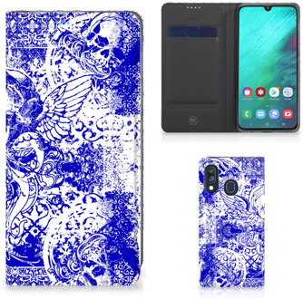 B2Ctelecom Samsung Galaxy A40 Standcase Hoesje Angel Skull Blue