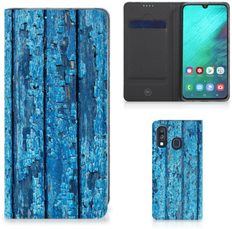 B2Ctelecom Samsung Galaxy A40 Standcase Hoesje Blauw Wood Blue