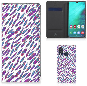 B2Ctelecom Samsung Galaxy A40 Standcase Hoesje Design Feathers Color