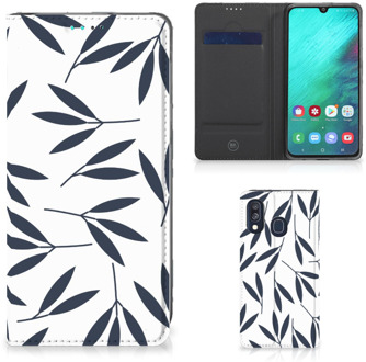 B2Ctelecom Samsung Galaxy A40 Standcase Hoesje Design Leaves Blue