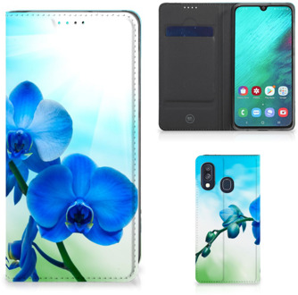 B2Ctelecom Samsung Galaxy A40 Standcase Hoesje Design Orchidee Blauw