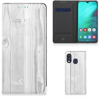 B2Ctelecom Samsung Galaxy A40 Standcase Hoesje Design White Wood