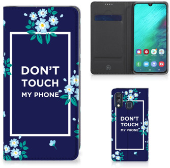 B2Ctelecom Samsung Galaxy A40 Standcase Hoesje Flowers Blue DTMP