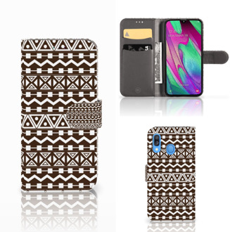 B2Ctelecom Samsung Galaxy A40 Telefoon Hoesje Aztec Bruin