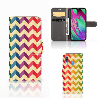 B2Ctelecom Samsung Galaxy A40 Telefoon Hoesje Zigzag Color