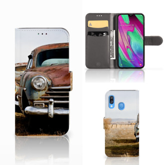 B2Ctelecom Samsung Galaxy A40 Telefoonhoesje met foto Vintage Auto