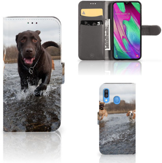 B2Ctelecom Samsung Galaxy A40 Telefoonhoesje met Pasjes Honden Labrador