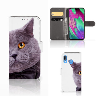 B2Ctelecom Samsung Galaxy A40 Telefoonhoesje met Pasjes Kat