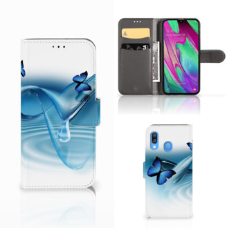 B2Ctelecom Samsung Galaxy A40 Telefoonhoesje met Pasjes Vlinders