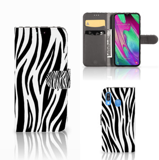 B2Ctelecom Samsung Galaxy A40 Telefoonhoesje met Pasjes Zebra