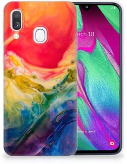 B2Ctelecom Samsung Galaxy A40 TPU Siliconen Cover Watercolor Dark