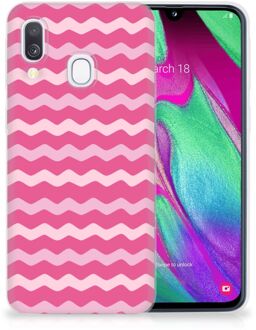 B2Ctelecom Samsung Galaxy A40 TPU Siliconen Cover Waves Pink