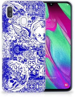 B2Ctelecom Samsung Galaxy A40 TPU Siliconen Hoesje Angel Skull Blue