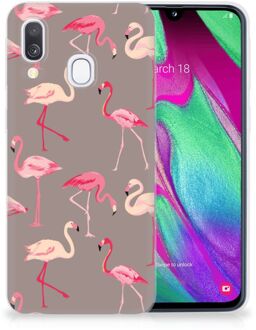 B2Ctelecom Samsung Galaxy A40 TPU-siliconen Hoesje Flamingo